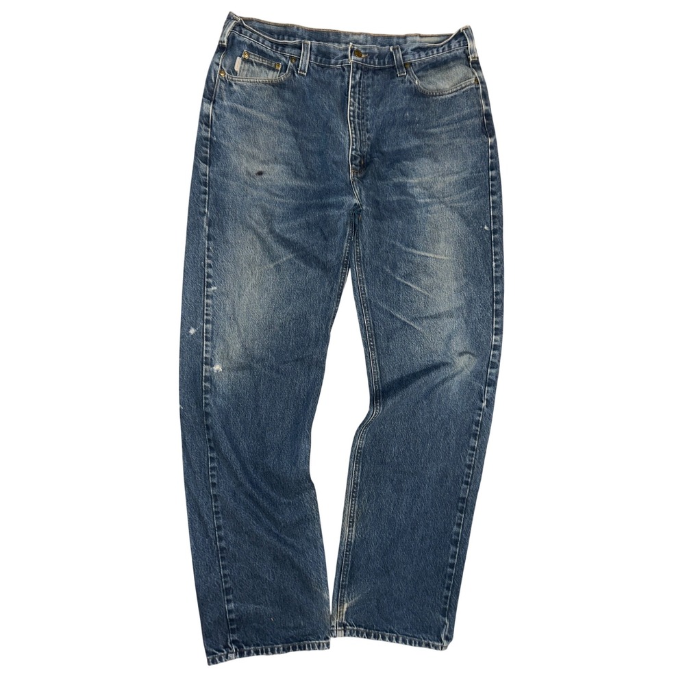 Carhartt B460 DVB Relaxed Fit Jeans Mens Blue Denim Work Pants Vintage 39x35